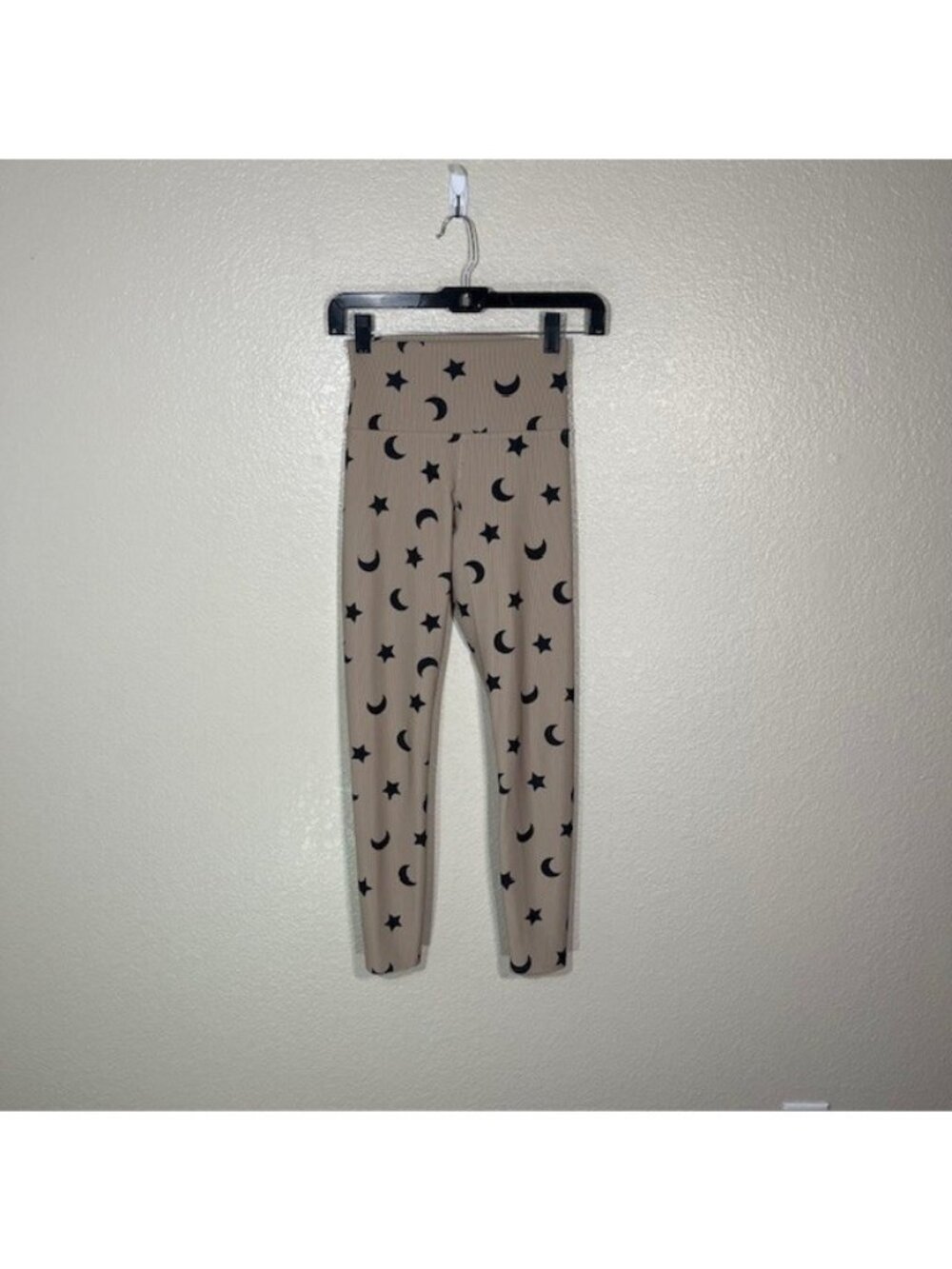 Beach Riot Leggings Womens XS Compression Ribbed Tan Black Star Moon Astrology